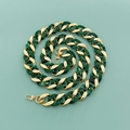 Detail of dark green marble acrylic chain with gold metal swivels for DIY handbags - Two-tone Dark Green & Gold