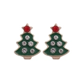 Christmas tree stud earrings with green enamel coating and sparkling rhinestones - Star Tree Style (F1333-10)