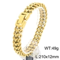 Pulsera de cadena de hueso de dragón en acero inoxidable dorado pulido de 12 mm - Dorado (KB189595-KJX)