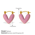 Orecchini a cuore rosa in acciaio inossidabile lucidato con finitura dorata e smalto - Smalto rosa chiaro