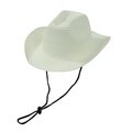 Classic white woven straw cowboy hat with adjustable chin strap for sun protection - Cream
