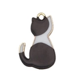 DIY charm alloy pendant featuring a black and white cat pattern with a gold ring - Black and White Cat (18952)
