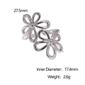 Detailed view of silver hollow double flower ring with size measurements and weight data - Steel