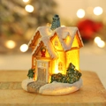 European style Christmas resin house with glowing LED lights and glitter snow finish - European Villa Style (Q-J65)