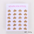 Set of 24 gold plated stainless steel crown earrings on a white display card - Crown Shape (Style 1)