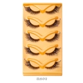 5 pairs of cat-eye false eyelashes with colorful pearls on a yellow tray - Colored Bead Style (ZZJ5-012)