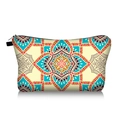 Detail of colorful mandala print travel cosmetic bag with secure black zipper closure - Blue Red Mandala (jiaying155)