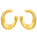 Detailed macro view of gold spiral texture on minimalist rectangle stainless steel earrings - Stainless Steel 18k Gold Plated U-Shape Style (2823)