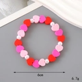 Pink and red beaded butterfly bracelet with white imitation pearls and heart charms - Mixed Color Heart Style (K3351)
