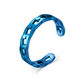 Blue plated titanium steel open ring with hollowed-out geometric rhombic pattern - Size 9 - Men / Blue