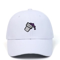 Gorra de béisbol de algodón blanco con bordado de copa de helado púrpura ajustable - Ajustable / Blanco