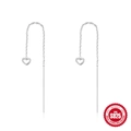 Minimalistische S925 Sterling Silber Herz Quaste Kette Durchzieher Ohrringe für Damen - 925er Silber / Weißgold