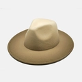 Wide brim gradient jazz hat for women, beige to camel felt fedora with flat brim design - Gradient Beige