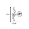 Silver flower G23 titanium labret stud with clear marquise rhinestones and flat back - Curved Cluster Style (T2552-6#) / Silver