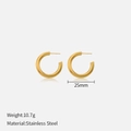 Minimalist 25mm golden stainless steel hoop earrings for women with high-polish finish - 25mm Gold