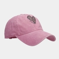 Vintage-Baseballcap in gewaschenem Rosa mit Leoparden-Herz-Stickerei und Schriftzug - Rosa