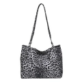 Minimalistische silberne Leoparden-Tasche mit großem Fassungsvermögen und weichem Kunstleder - Schwarz