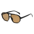 Lunettes aviateur chic avec monture noire brillante et verres marron pour hommes et femmes - Monture Noire Marron