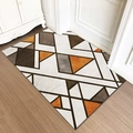 Minimalist geometric door mat in orange, brown and grey colors for home entryway - Triangular Curve