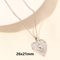 Silver heart-shaped pendant necklace with detailed relief texture and 26x21mm dimensions - Relief Heart / 26x21mm / Silver