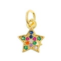 Golden star pendant with multi-color crystal inlay and mini star charm accessory - Star Shape (P30-12)