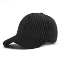 Gorra de béisbol unisex de pana negra con textura acanalada de alta calidad y visera curva - L(58-60cm) / Negro