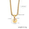 Titanium steel snake chain necklace with gold ball pendant and rectangle zircon stone - Gold April White Zirconia (P1841)