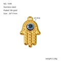 Golden Hamsa hand pendant in 18k gold-plated stainless steel with blue oil drip - Oil Drip Hamsa Hand Style (1648)
