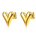 Pendientes de botón con forma de corazón dorado pulido con acabado metálico minimalista - Pendientes / Dorado