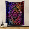 Dettaglio di arazzo boho con sole e luna e motivo celestiale con sfumature vivaci - Astrologia Arcobaleno (GT107503) / 73X95CM (Spazzolato Transfrontaliero)