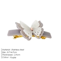 Pince à cheveux papillon double couche violette avec pierre rose de taille 8.7x4.7cm - Violet+Beige