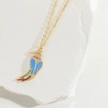 Golden chain necklace featuring a colorful parrot pendant with blue and red enamel finish - Parrot