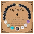 Detail of Sagittarius zodiac bracelet with blue sandstone and colorful beads on card - Sagittarius