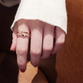 Rose gold butterfly ring set featuring minimalist bands and sparkling accents on finger - Rose Gold Double Layer Butterfly