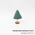 Mini Christmas tree with green lace weave design on a wooden base, size 20cm x 11cm - Wooden Base Christmas Tree A (1 PC)