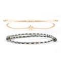 Minimalistisches handgewebtes Armband-Set mit goldenem Stern auf weißem Hintergrund - 2-Teiliges Set (Ohne Karte)