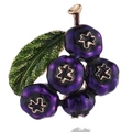 Purple berry fruit enamel brooch with green leaves pin for women accessory - Blueberry B07908