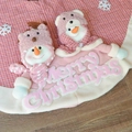 Pink checkered Christmas tree skirt featuring 3D plush snowmen and Merry Christmas text - Pink Style (Snowman) / 1.2M Diameter