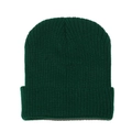 Close-up of deep green ribbed knit beanie showing high-quality textured warm fabric - M (56-58cm) / Dark Green