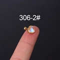 Golden heart moonstone helix stud earring with aurora stone and screw back ball - Orange Gold Iridescent Style (306-2#)