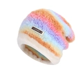 Winterse regenboog gestreepte pluche gebreide muts met zachte warme voering - Regenboog (6067-Regenboog)