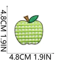 Detail showing embroidered green checkered apple patch with dimensions 4.8cm x 4.8cm - Green Apple White Plaid (13号)