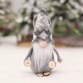 Gnomo navideño gris con gorro de punto y esquís de madera para decoración de árbol - Modelo B Gorro con Estampado Gris Gnomo Esquiador