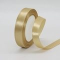 1.5cm champagne gold satin ribbon roll with a silky finish for gift wrapping and DIY crafts - Luxury Gold