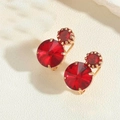 Eleganti orecchini in doppio cristallo rosso con finitura oro e stile vintage francese - Rosso (ES2430-4) / Rosso