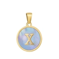 Pendentif en or 18k avec la lettre X et une nacre aux reflets irisés élégants - X-Coquille Bleue
