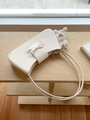Chic cream white shoulder bag with bow detail and fluffy bear pendant charm - White