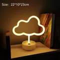 Warm yellow LED cloud neon lamp with circular base, 22x10x23cm desktop atmosphere light - Warm White Cloud With Base