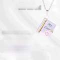 Silver book envelope pendant necklace in titanium steel with My Love engraving - 32 Silver My Love Style Necklace