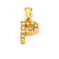 Golden stainless steel letter P pendant necklace with sparkling cubic zirconia inlay - Letter P Pendant